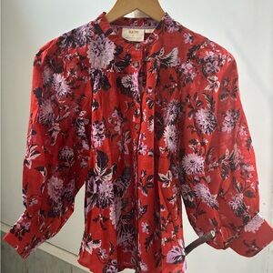 Anthropologie Red Floral Blouse